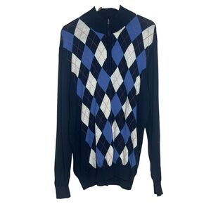 FootJoy Argyle 1/4 Zip Sweater Mens Size XXL Blue Pullover Golf Wool Lightweight
